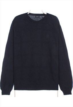 Vintage 90's Izod Jumper / Sweater Crewneck Knitted Navy Blu