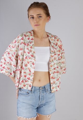VINTAGE REWORKED CROPPED PATTERNED SHIRT Z293