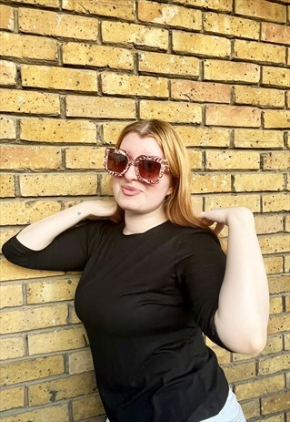 Light Brown Big Square Oversized Sunglasses