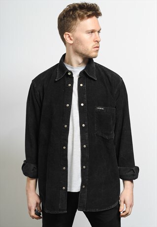 VINTAGE CORDUROY CORD SHIRT BLACK
