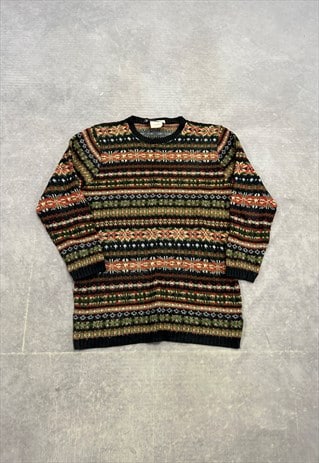 VINTAGE KNITTED JUMPER ABSTRACT PATTERNED KNIT SWEATER