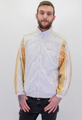 VINTAGE FESTIVAL PATTERN SHELL JACKET IN WHITE MEDIUM