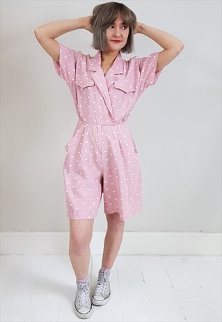 VINTAGE 90'S BABY PINK POLKA DOT PLAYSUIT