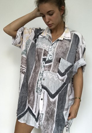 PATTERNED OVERSIZED RETRO VINTAGE UNISEX FESTIVAL SHIRT