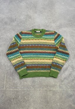 Vintage Knitted Jumper Abstract Cute Patterned Knit Sweater