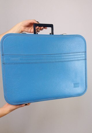 VINTAGE 80'S RUSSIAN TRAVEL LUGGAGE / SUITCASE IN BLUE