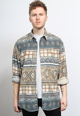 VINTAGE AZTEC PATTERNED SHIRT