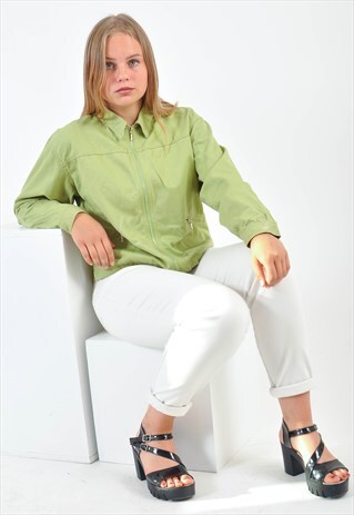 VINTAGE 90'S ZIP JACKET IN GREEN