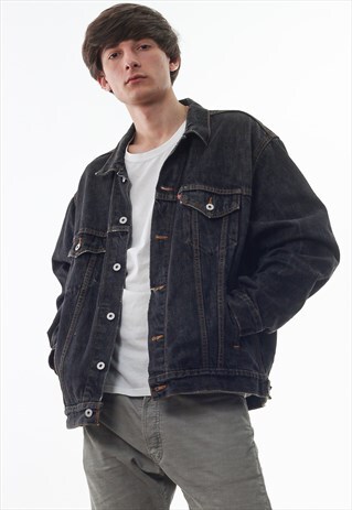 VINTAGE LEVIS TRUCKER 90S DARK GREY DENIM JEANS