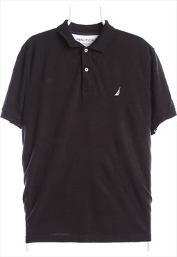 Vintage 90's Nautica Polo Shirt Short Sleeve Button Up Black