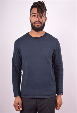 LEVI'S MENS VINTAGE TOP LONG SLEEVE MEDIUM NAVY BLUE 90S