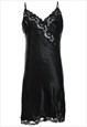 Vintage Black Classic Lace Trim Slip Dress - M
