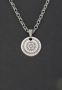 CRW Silver Bohemian Pattern Flower Necklace 