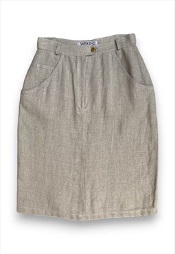Linen beige mid-length skirt