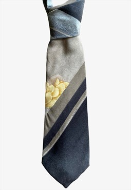 Vintage 90s Leonard Striped Abstract Floral Print Tie