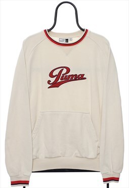 Vintage Puma Spellout Cream Sweatshirt Womens