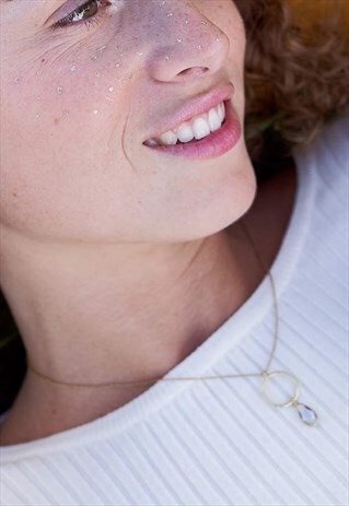 ROSE QUARTZ CIRCLE PENDANT TEADROP NECKLACE IN 18K GOLD