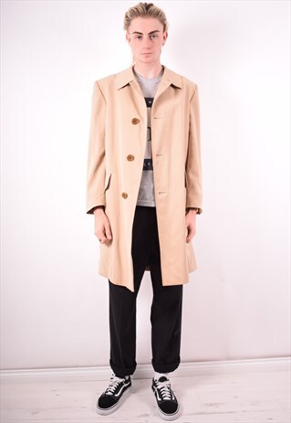 AQUASCUTUM MENS VINTAGE COAT MEDIUM BEIGE 90S
