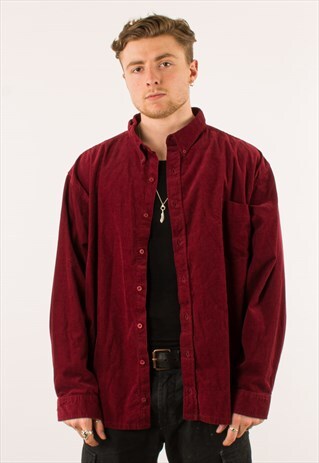 VINTAGE 90S RED CORDUROY SHIRT XXL