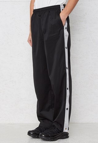 VINTAGE RETRO BLACK TRACK BOTTOMS JOGGERS