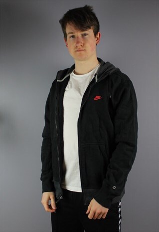 VINTAGE NIKE HOODIE IN BLACK WITH EMBROIDERED LOGO