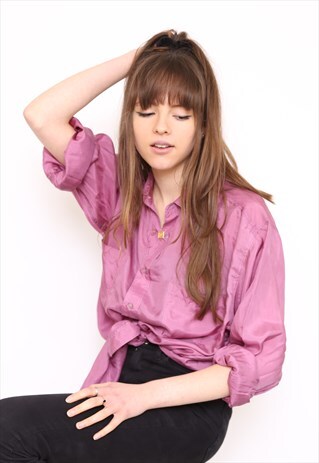 VINTAGE 90S PURPLE SILK OVERSIZED BLOUSE SHIRT