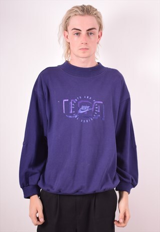 NIKE MENS VINTAGE SWEATSHIRT JUMPER LARGE PURPLE 90S