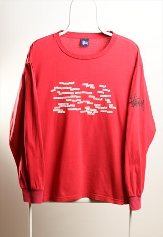 Vintage Stussy Crewneck Script Top Red