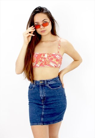 00'S VINTAGE FLORAL BIKINI CROP TOP