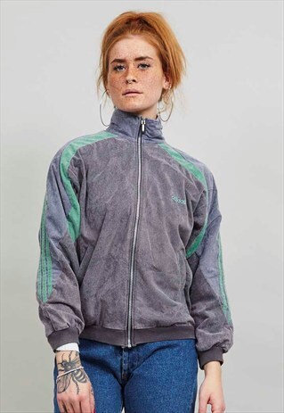 CLASSIC ADIDAS VINTAGE 90'S GREY AND GREEN TRACKSUIT JACKET