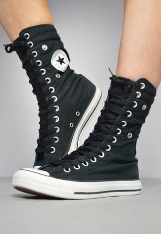 VINTAGE 90S CONVERSE BLACK & BLUE X-HI HI-TOPS GRUNGE RETRO