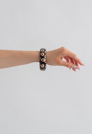 VINTAGE 70S PLASTIC DOTTED BROWN MIDI BRACELET