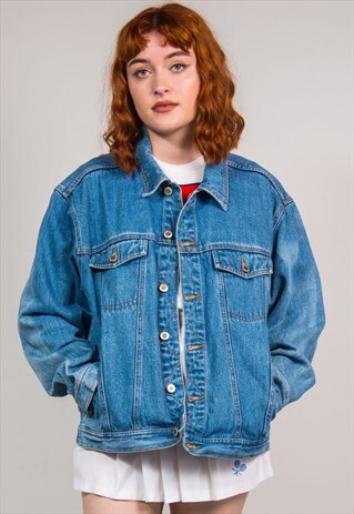 VINTAGE 90'S BLUE DENIM CASUAL JEANS JACKET