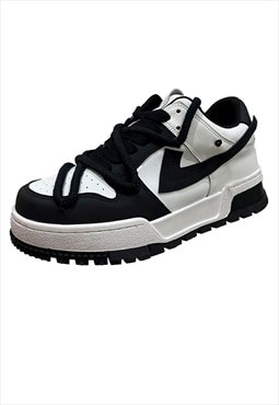 Chunky sneakers edgy platform trainers retro shoes in black