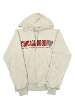 Vintage Champion Chicago Booth Hoodie Sweatshirt Grey XS