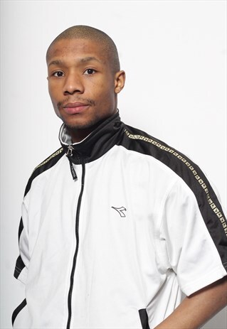 VINTAGE DIADORA SHORT SLEEVED TRACK JACKET WHITE