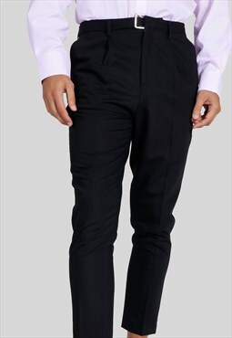 54 Floral Suit Tapered Cropped Chino Trouser Pant - Black