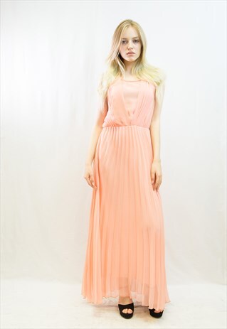 PLEATED MAXI DRESS (PEACH)