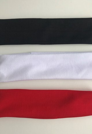 RED WHITE AND BLACK COTTON HEADBAND BUNDLE
