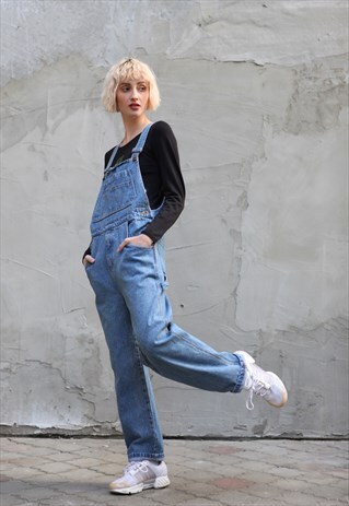 VINTAGE 90'S DENIM DUNGAREES IN BLUE