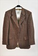 Vintage 90s checkered tweed blazer jacket