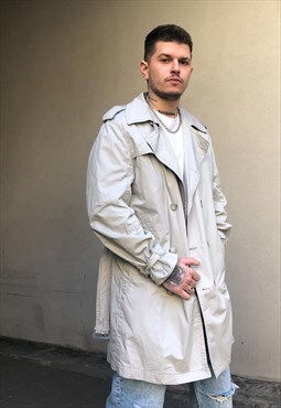 Vintage beige double breasted trench coat