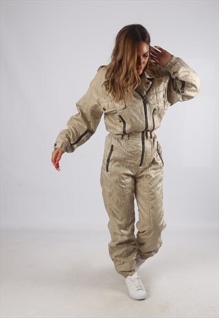 VINTAGE FULL SKI SUIT SNOW SPORTS 90'S UK 10 - 12 (JHBJ)