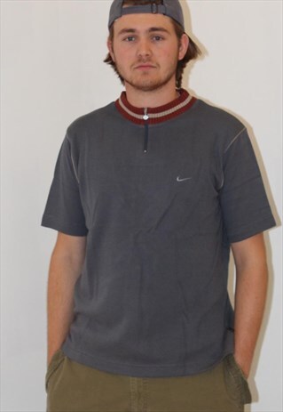 VINTAGE NIKE HEAVY KNIT TRACK 365 1/4 ZIP T SHIRT