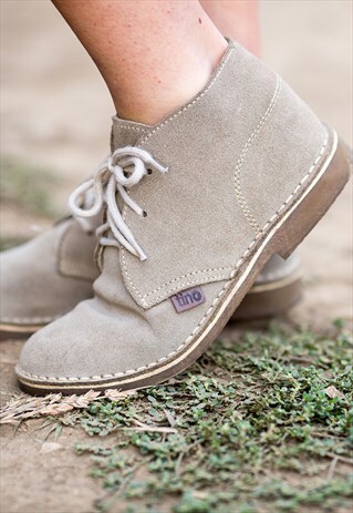 GRAY SUEDE LEATHER FLAT BOOTS