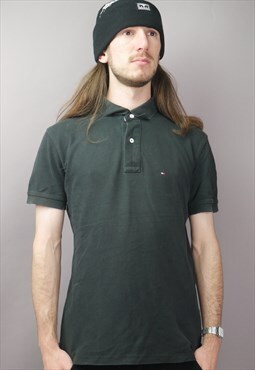 Vintage Tommy Hilfiger Polo Shirt in Black with Logo
