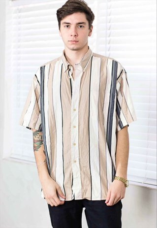 VINTAGE NATURAL ISSUE REGATTA STRIPED SHIRT LOGO 90S XL 9.6