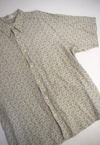 VINTAGE 90S CLAIBORNE OFF WHITE CREAM PRINTED SHIRT