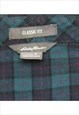 VINTAGE FLANNEL NAVY & GREEN CHECKED EDDIE BAUER SHIRT - M