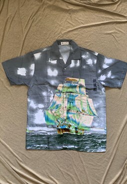 Vintage Y2K Anime Print Boat Shirt